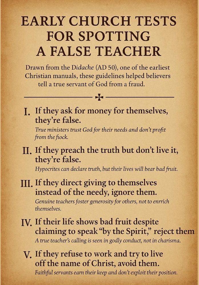 A list of things that show a teacher is false taken from the Didache