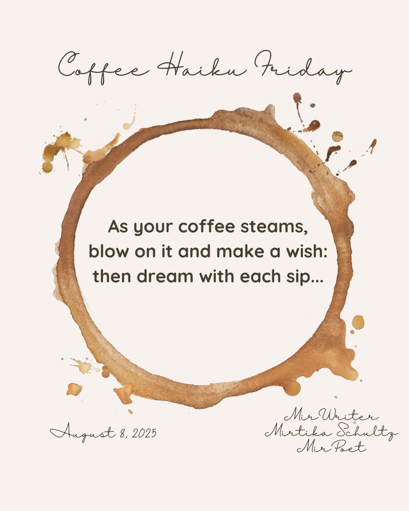 Coffee ring with haiku about coffee, steam, and making a wish