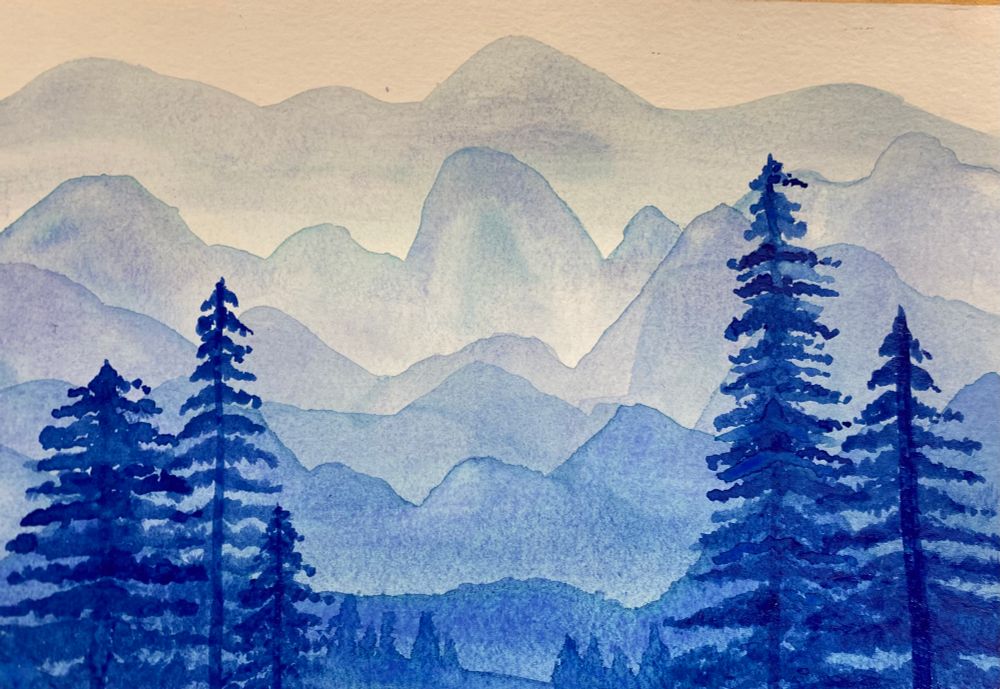 A blue ridge mountain inspired water color 