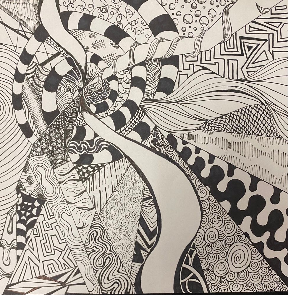 An abstract monochromatic study in spirals and perspectives 