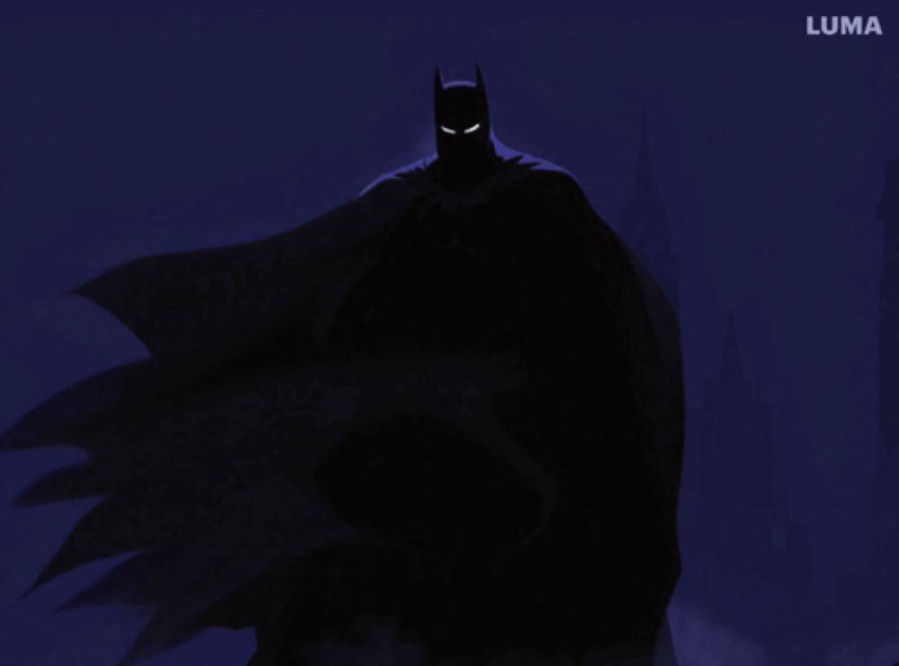 a silhouette of a batman with the word luma on the bottom