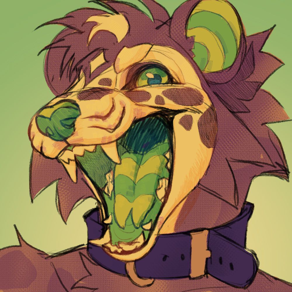 an icon of an opossum with his mouth wide open in a grin