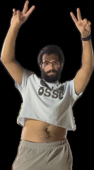 my friend yousef serving in a crop top