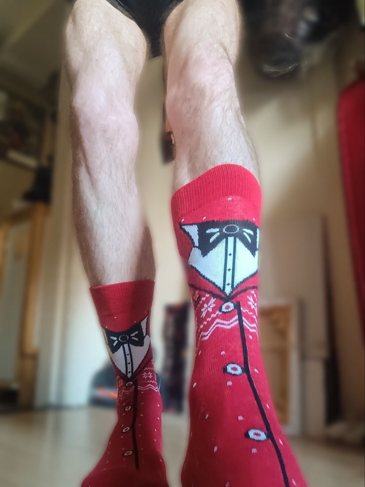 Toned legs and Christmas socks