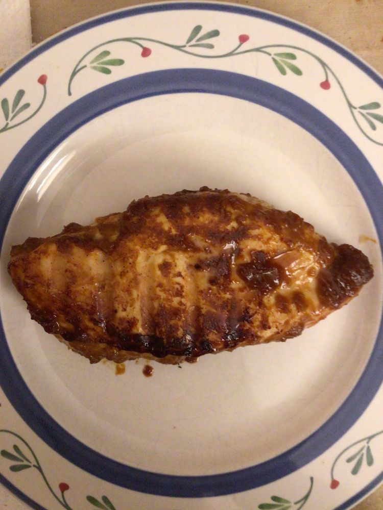 A generous portion of Hawaiian grilled chicken breast on a dinner plate