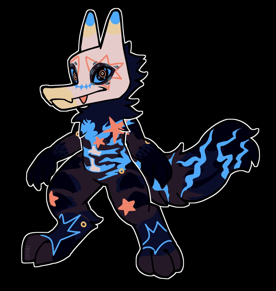 Fullbody artwork of Numbat in a funky style by Chisai Kitsune on Fur Affinity
