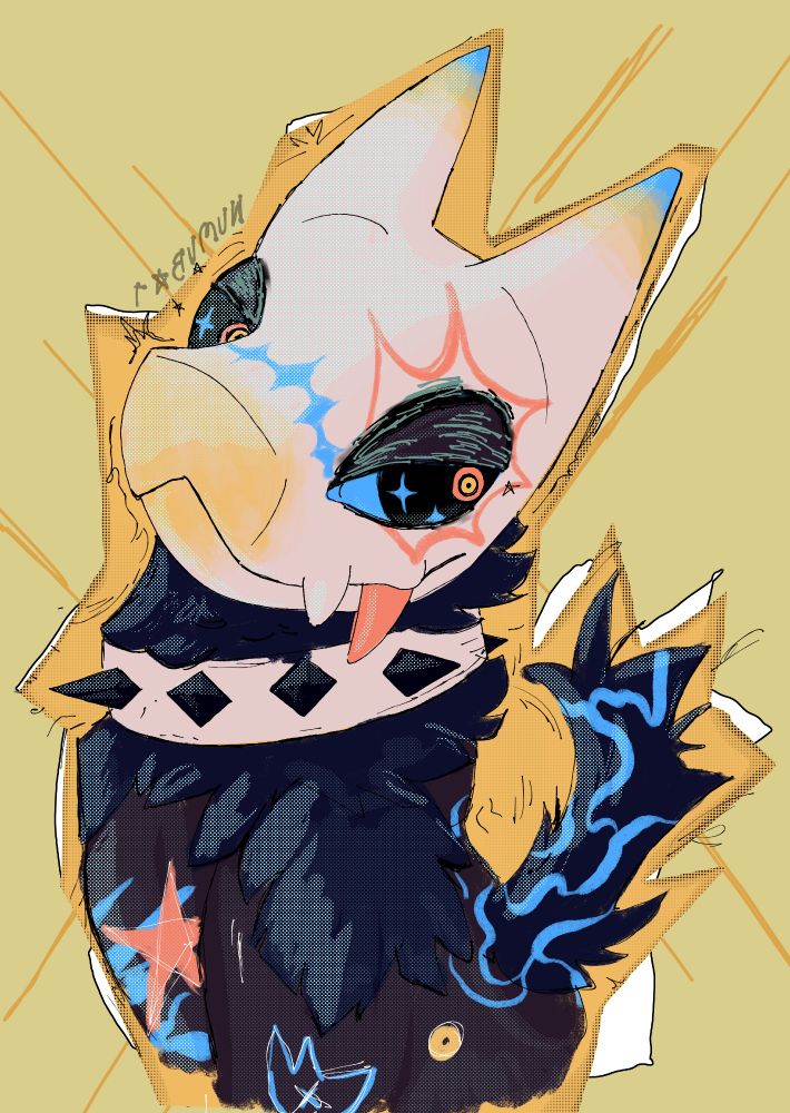 Punk inspired art of my fursona, Numbat looking over her shoulder.