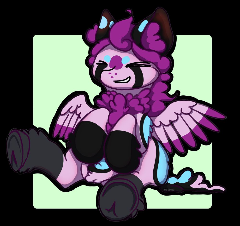 Cotton drawn as a cute little pony sitting with a playful expression