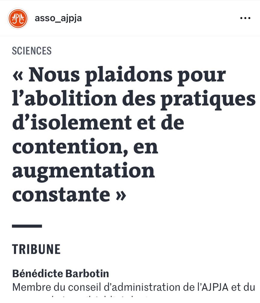 Le post de l’AJPJA sur le sujet