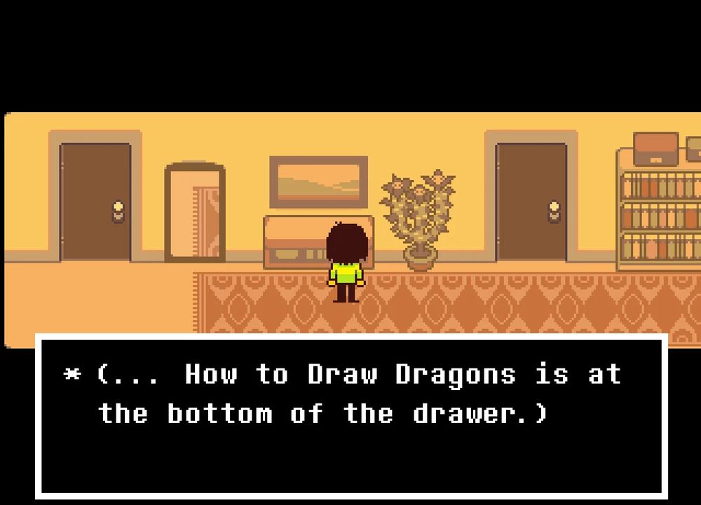 A screenshot of the "How to Draw Dragons" book, (there are very few screenshots of the whole dialogue.