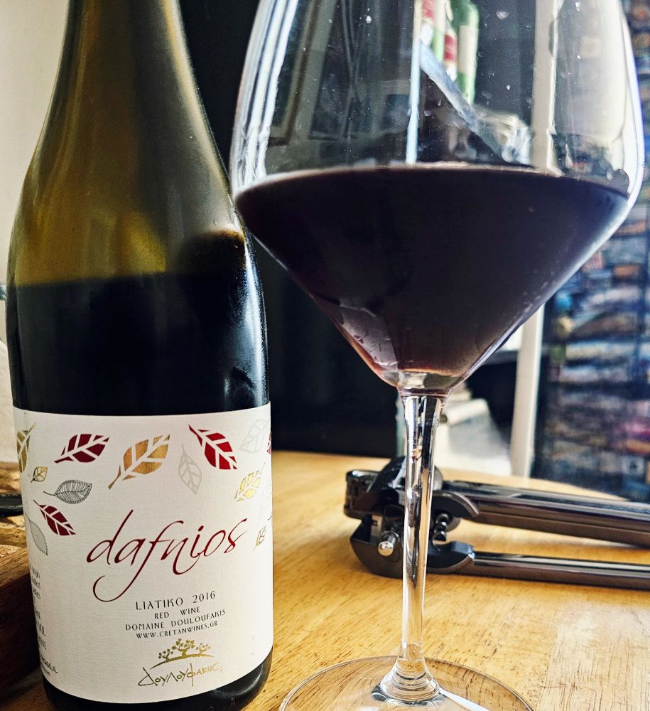 2016 Liatiko, a red grape from Crete and the Dafnes appellation. Producer: Douloufakis