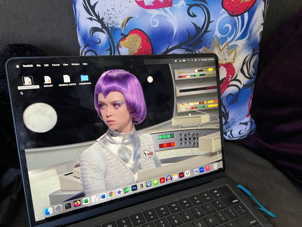 Computer with desktop image of Lt. Ellis