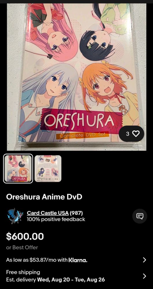 An eBay listing for the anime 