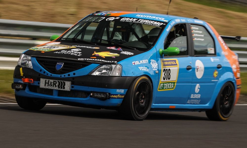 A Dacia Logan modified to race at the Nurburgring 24h endurance race 