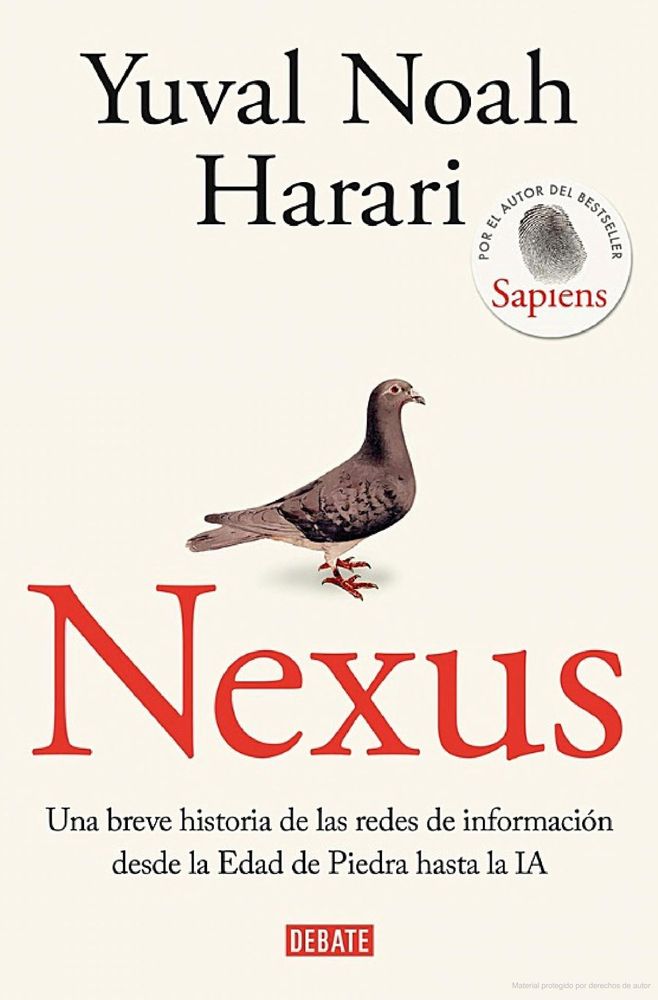 Es la portada del libro reseñado. Se ve el título el nombre de Yuval Noah y un pájaro pequeño en el centro