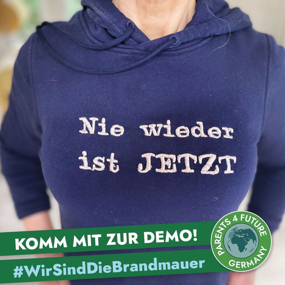 Sharepic: Nie wieder ist JETZT, komm mit zur Demo! #WirSindDieBrandmauer