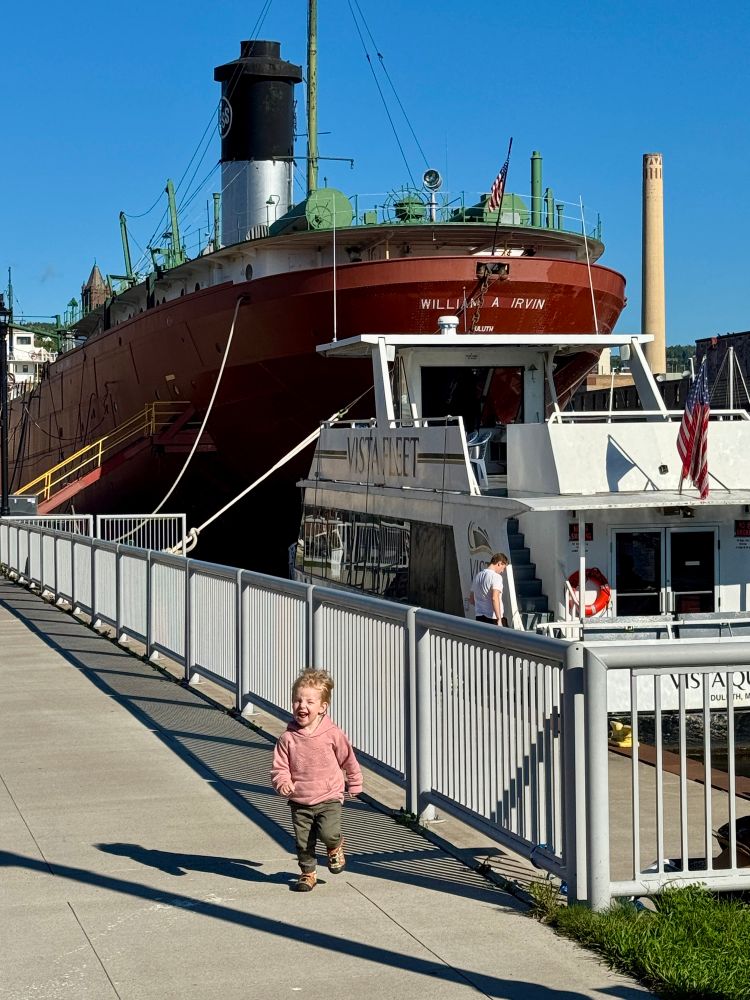 Nikito happy to see the William A Irvin (which he called a pirate ship)