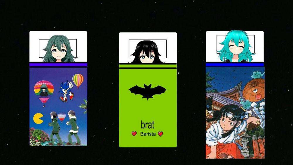 Ljot: kaze no notam, sonic, pacman, girls last tour sleeping bag Schatten: brat, normie barista sleeping bag large creature: Kiki Kaikai sleeping bag