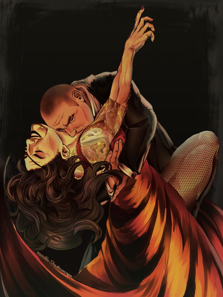 Saejima dipping Goromi (Majima) and kissing her collar bone while dancing.