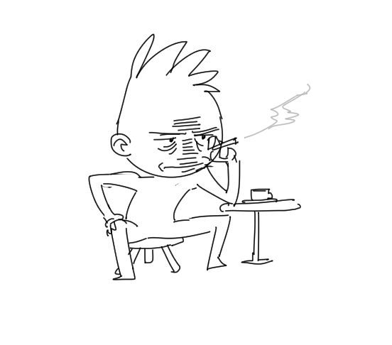 drawing of me smoking a cig looking tired and angry