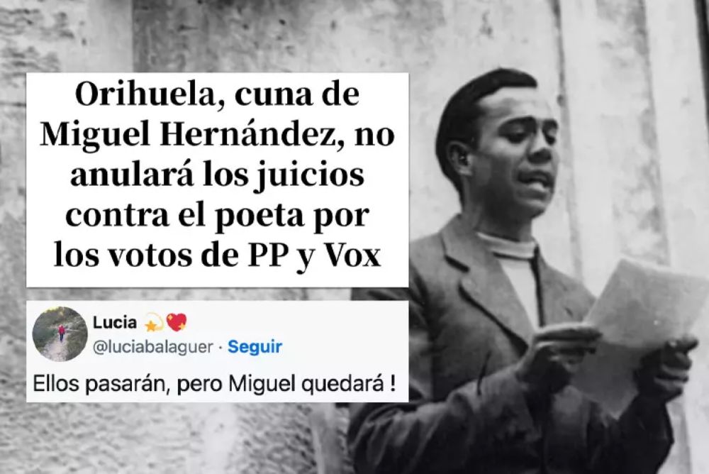 Indignación por la última infamia de PP y Vox en Orihuela contra Miguel Hernández: "El fascismo sigue vivo"