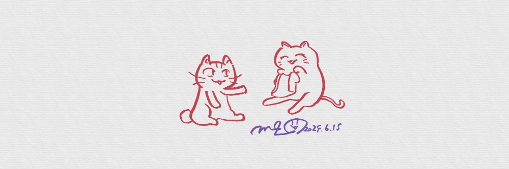 2匹の猫が服と畳みながら話しているイラスト