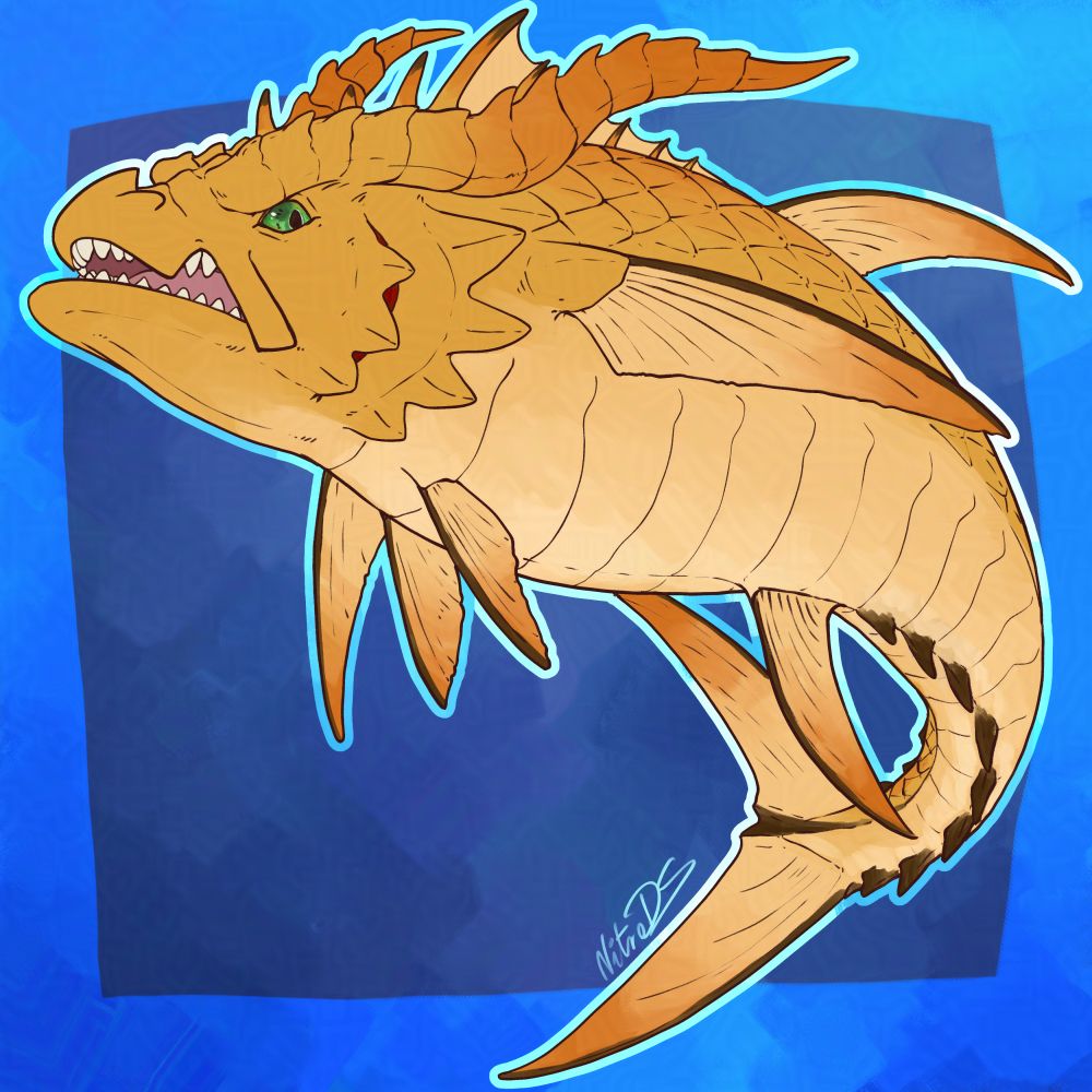 is this tunfish? dragon fish? i dont know. but it is actually a dragonborn who is now turned into a yellow fin tuna, how fitting! 