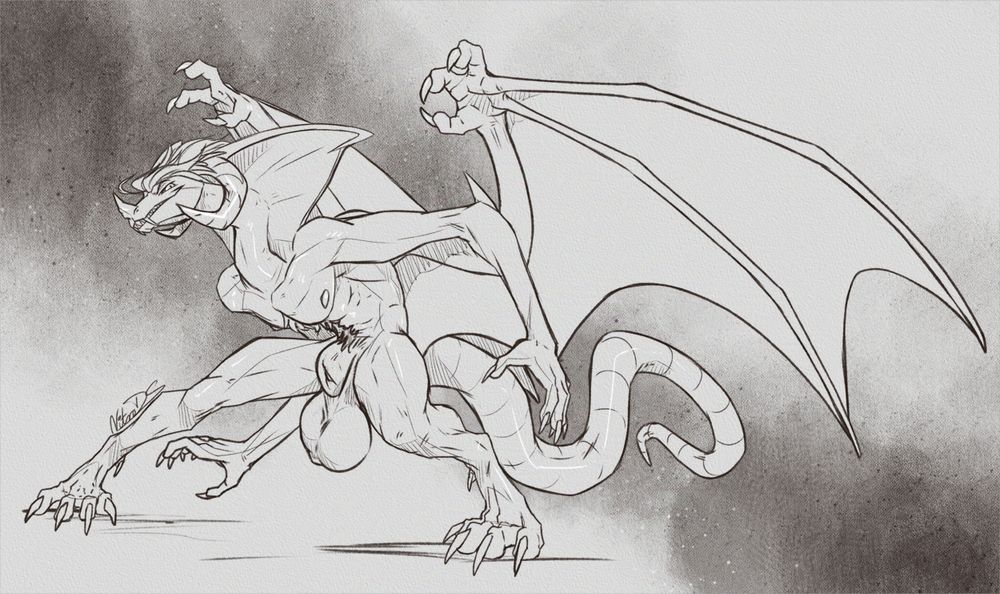 a chimera creature, a lanky bat snake rat, and he got the fat nuts too