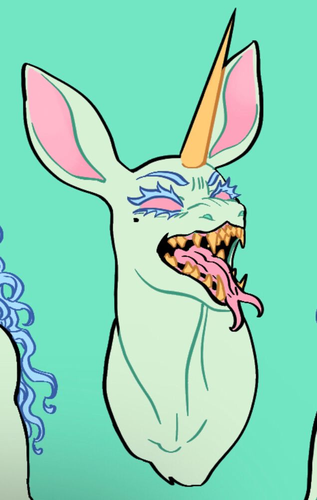 Mounted sona head referencing the taxidermy deer with cool fangs bc my unicorn is more deer like than horse 🦌