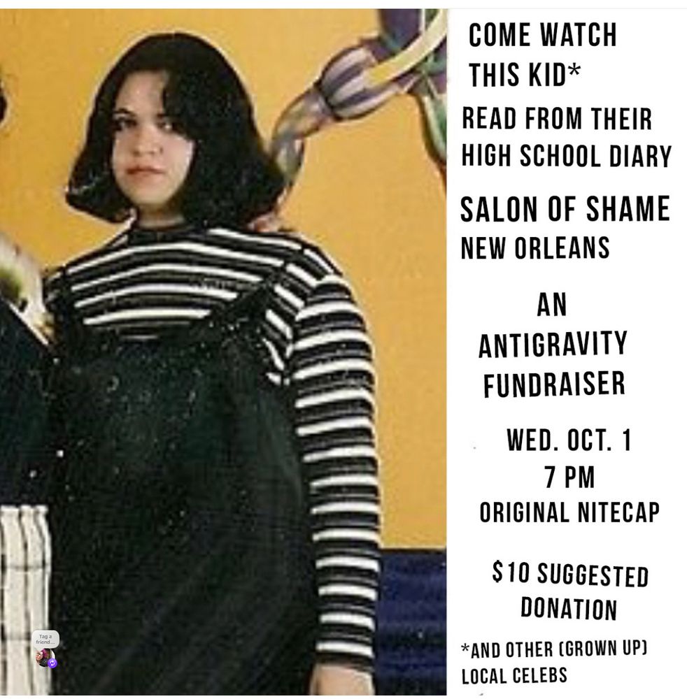 Salon of Shame fundraiser for AntiGravity Wednesday October 1 at the Original Nite Cap at 7pm, $10 suggested