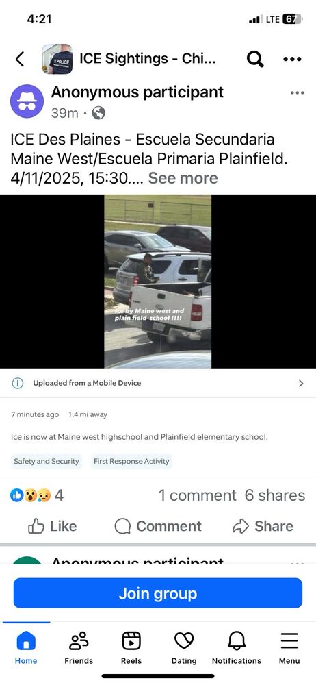 ICE at schools in Des Plaines, including Maine West High