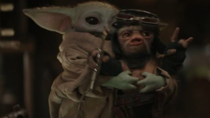 grogu hugging babu frik in the mandalorian and grogu promotional material