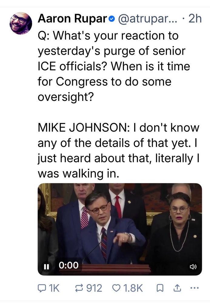 George Santos next to house speaker Johnson after his pardon. 