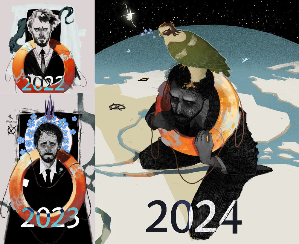 Art progress over the course of three years.