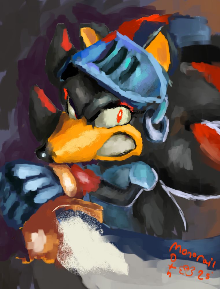 Sir lancelot / shadow from sonic and the black knight brandishing his sword