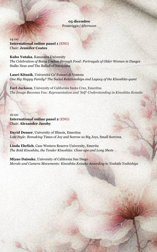 Program of 25 ANNI SENZA GIOIA NÉ LACRIME:RITORNO AL CINEMA DI KINOSHITA KEISUKE