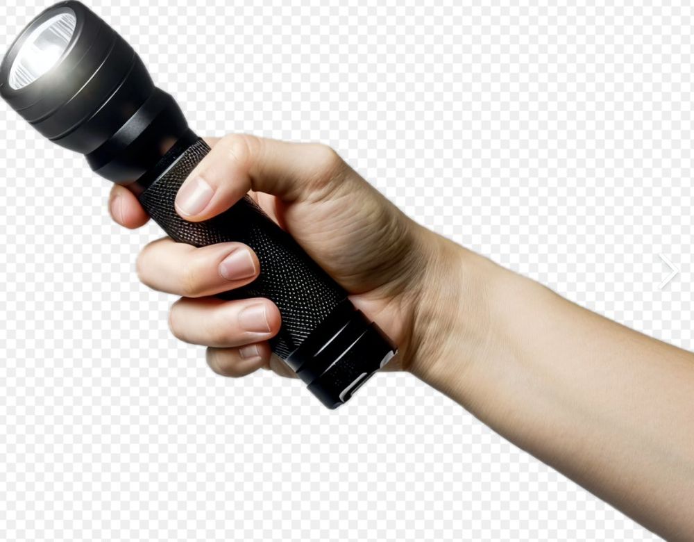 holding a flashlight with the light pointing up, then twisting your wrist