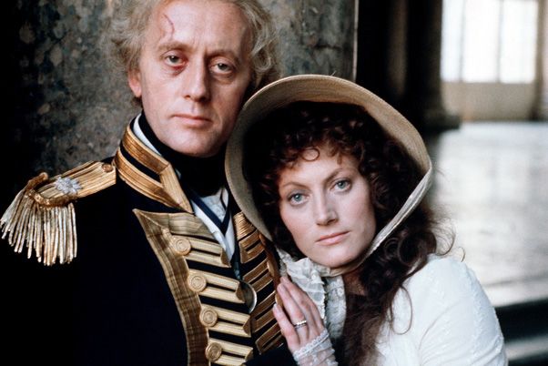 Photo of Kenneth Colley as Horatio Nelson and Geraldine James as Emma Hamilton in the 1982 miniseries 'I Remember Nelson'. 