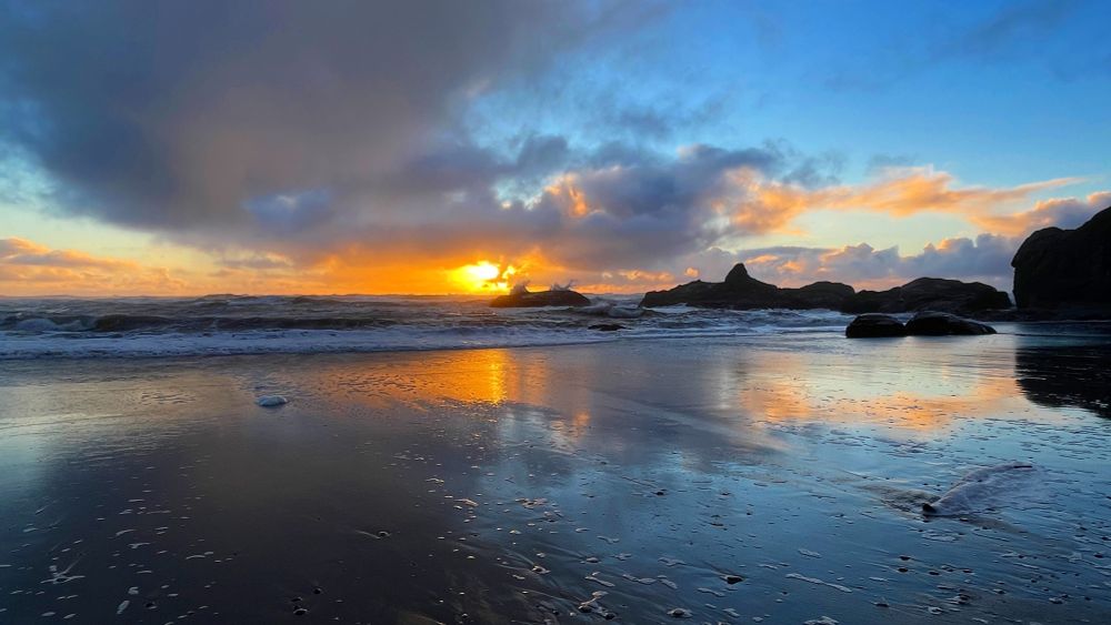 Sunset on the beach. 