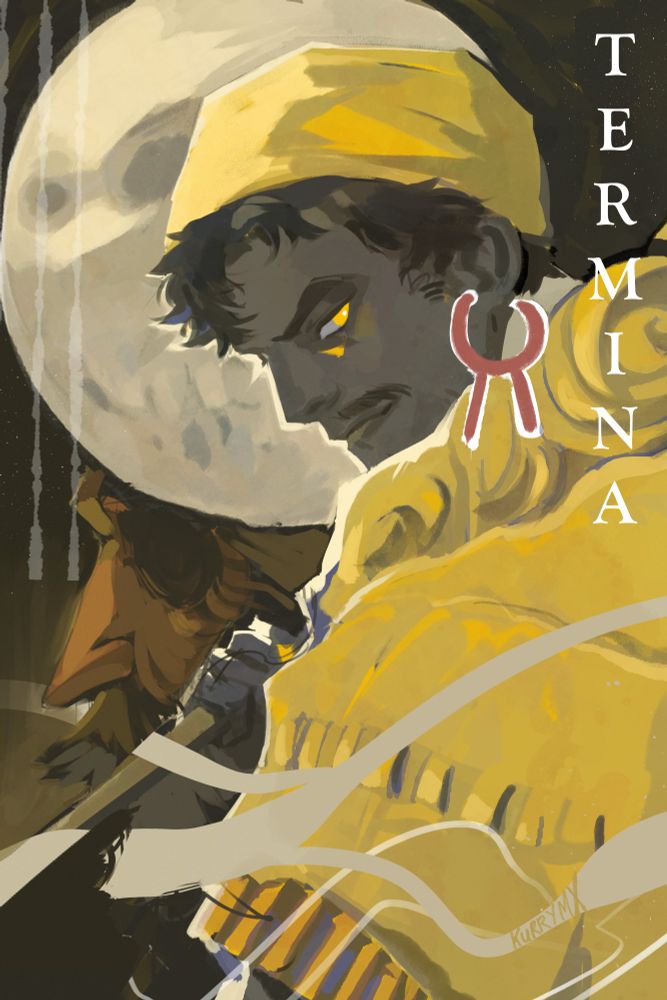 Illustration of O'saa from fear and hunger with Rher and Nas'hrah in the background