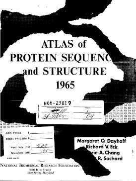 1965 cover of atlas of protein sequence and structure 