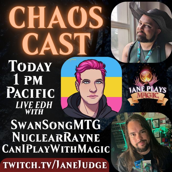 Chaos Cast today 1pm at twitch.tv/janejudge with pics of the participants