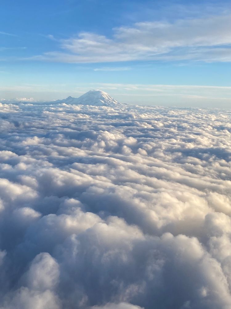 Mt Tahoma peeking through clouds