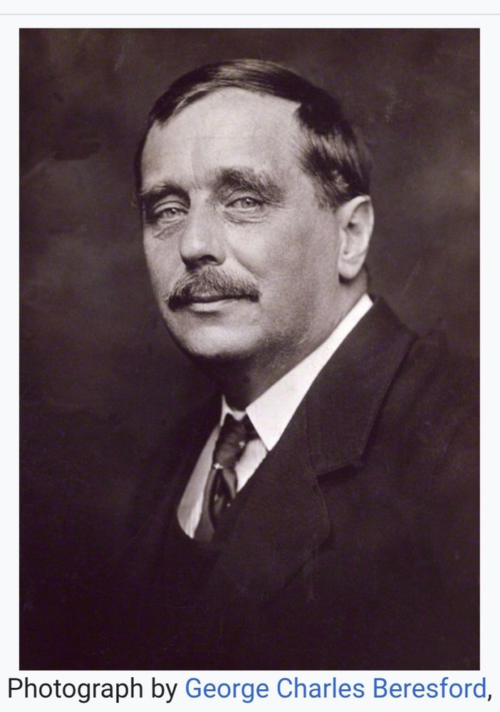 Photograph of the author H G Wells in 1920, when he was 54.