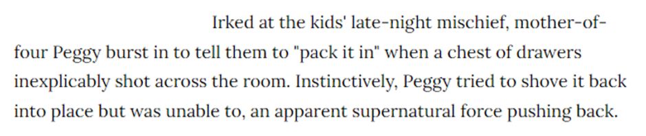 Irked at the kids' late-night mischief, mother-of-four Peggy burst in to tell them to 