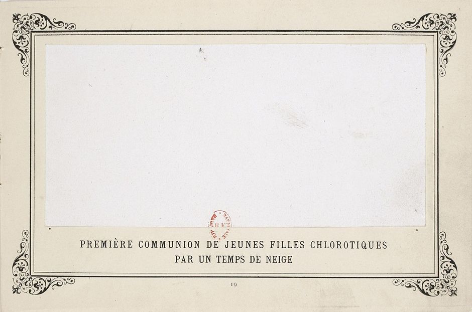 Première communion de jeunes filles chlorotiques par un temps de neige [First communion of anaemic young girls in snowy weather] – it’s an entirely white picture