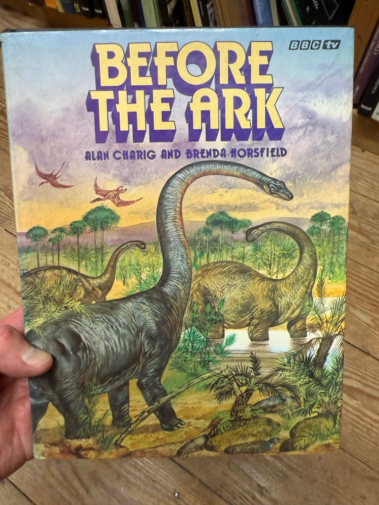 Cover of Alan Charig and Brenda Horsfield’s 1975 BBC book ‘Before the Ark’ illustrating sauropod dinosaurs 