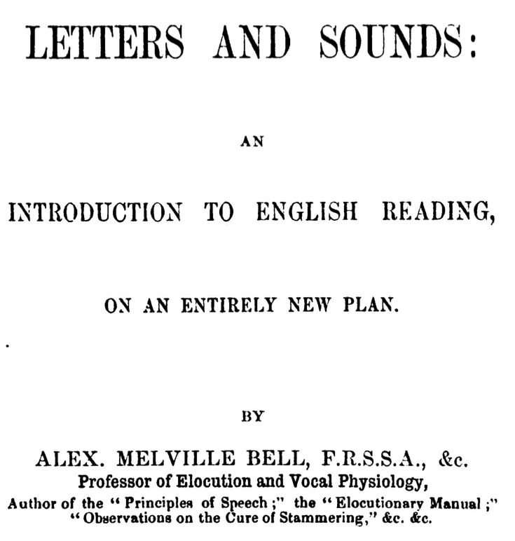 Title page of 'Letters and Sounds: An introduction to English reading' by Alexander Melville Bell.