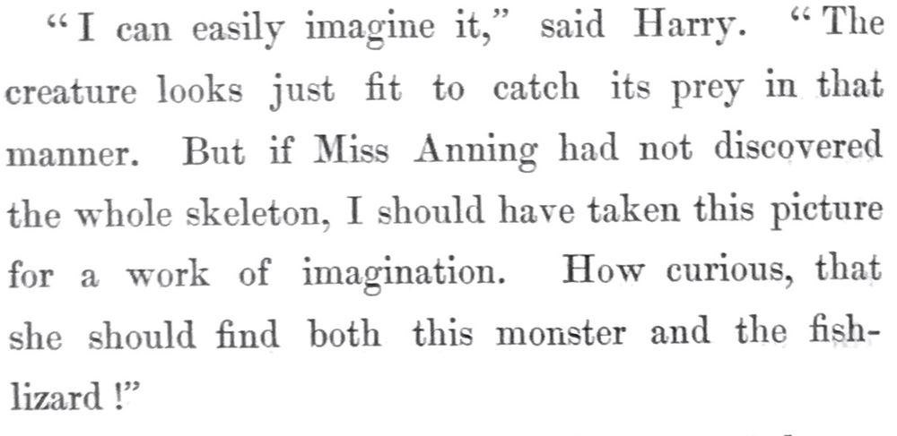Extract from the text of Maria Hack's 1832 book, Geological Sketches and Glimpses of the Ancient Earth, mentioning Mary Anning.
