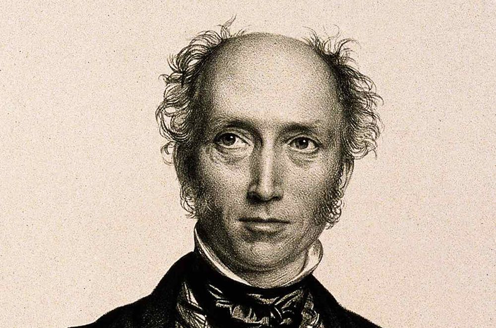 Portrait of John Phillips, the hair round his balding head somewhat disheveled.